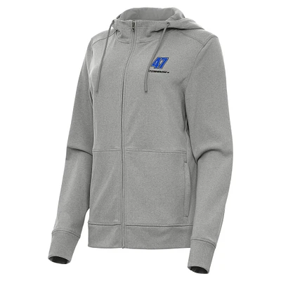 Women's Antigua Heather Gray Ricky Stenhouse Jr. Seeker Full-Zip Hoodie