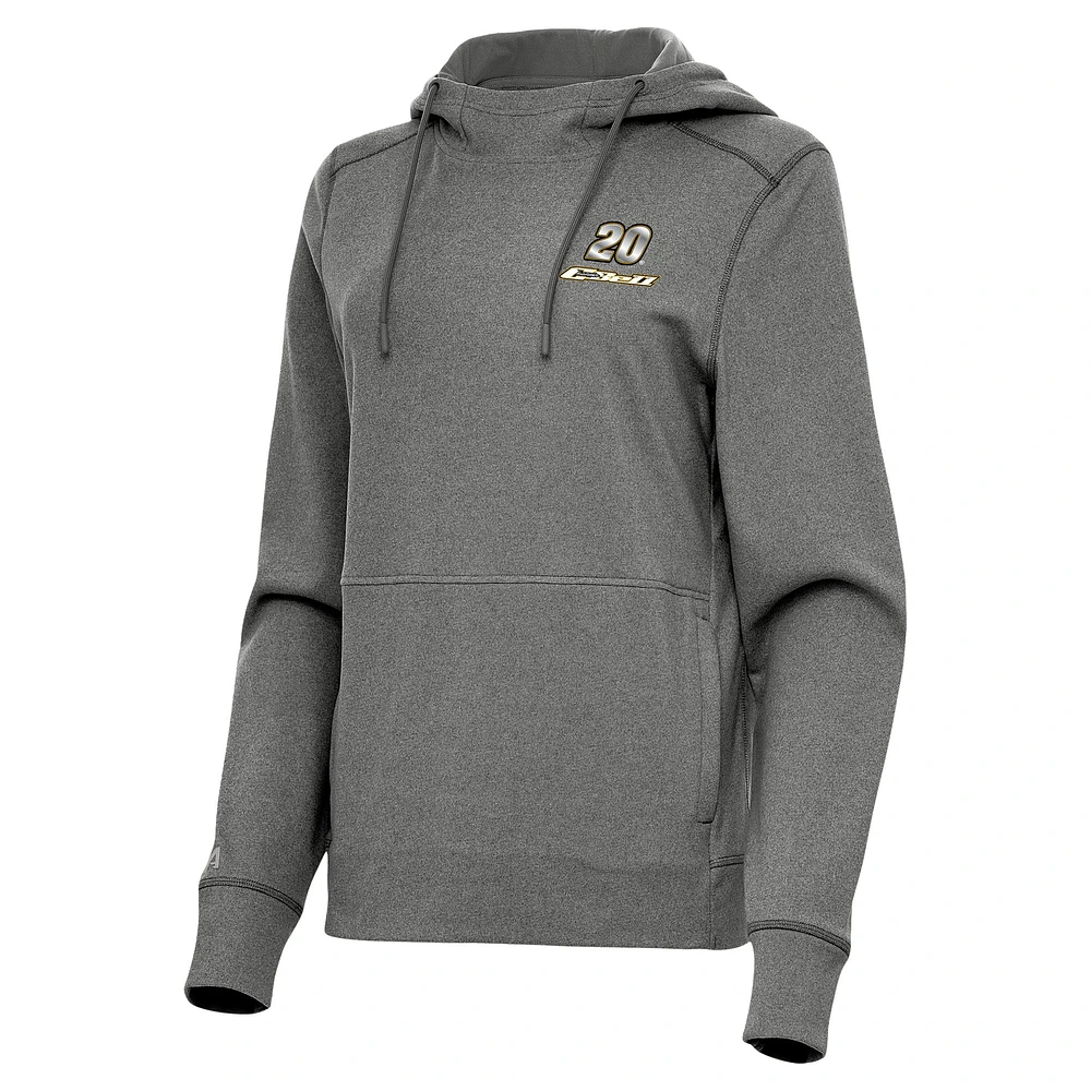 Women's Antigua Heather Black Christopher Bell Justice Pullover Hoodie