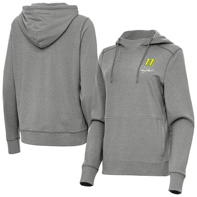 Women's Antigua Heather Black Denny Hamlin Justice Pullover Hoodie