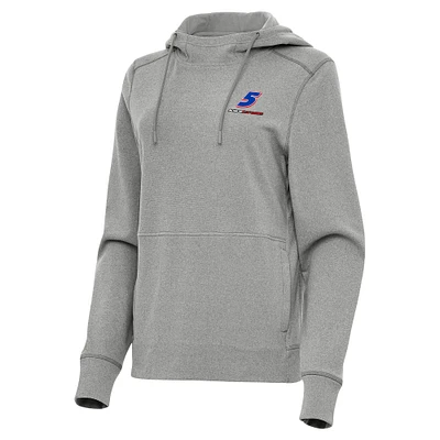 Women's Antigua Heather Gray Kyle Larson Justice Pullover Hoodie