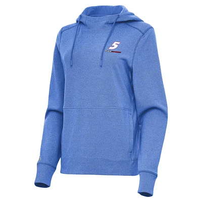 Women's Antigua Heather Royal Kyle Larson Justice Pullover Hoodie