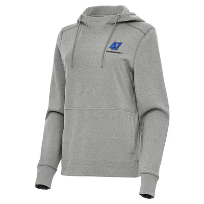 Women's Antigua Heather Gray Ricky Stenhouse Jr. Justice Pullover Hoodie