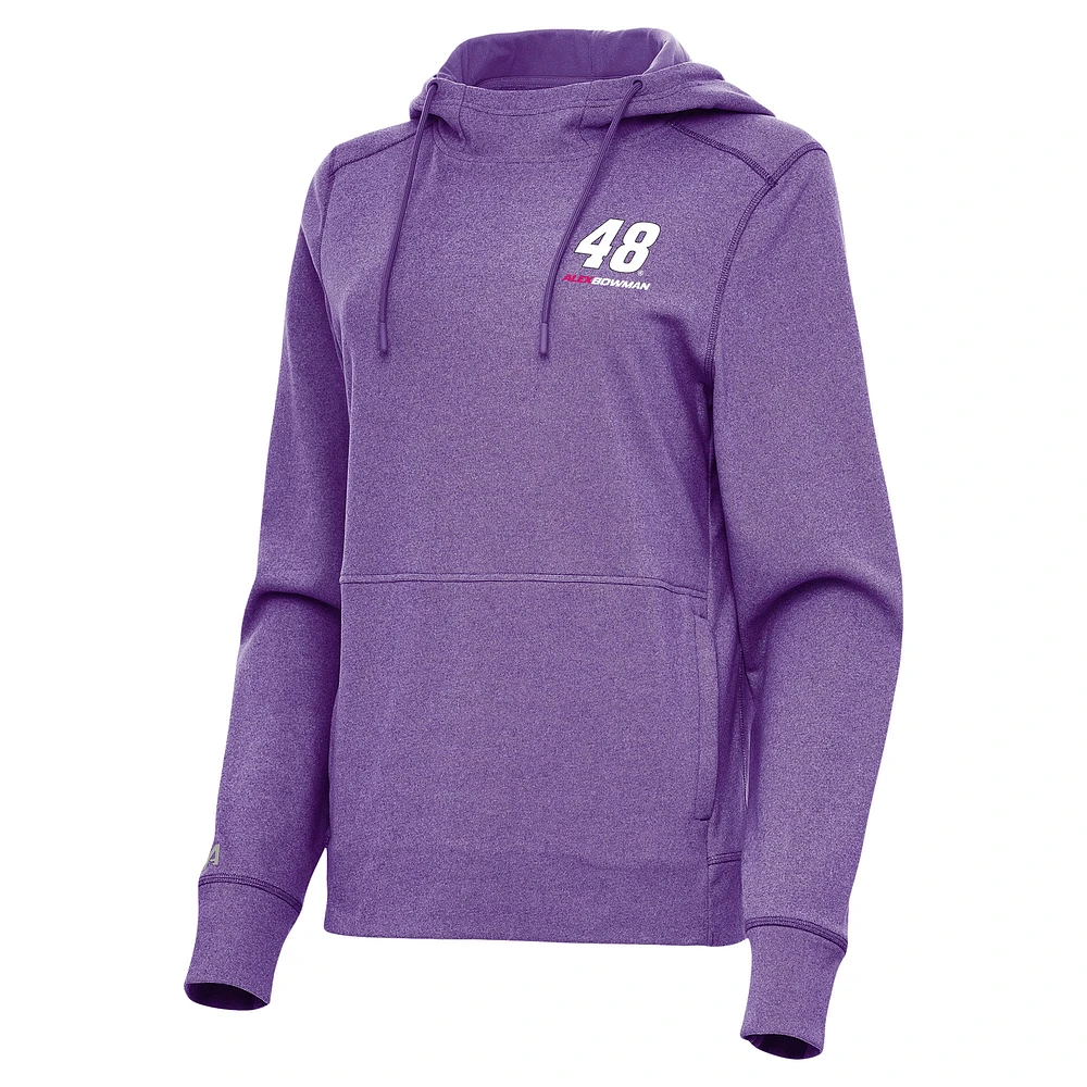 Women's Antigua Heather Alex Bowman Justice Pullover Hoodie