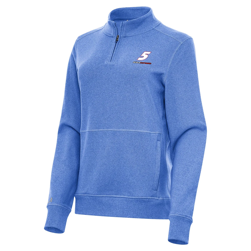 Women's Antigua Heather Royal Kyle Larson Crush Quarter-Zip Sweatshirt