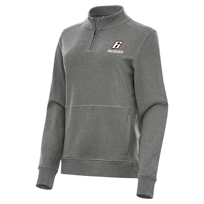 Women's Antigua Heather Black Brad Keselowski Crush Quarter-Zip Sweatshirt
