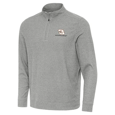 Men's Antigua Heather Gray Austin Dillon Subtle Quarter-Zip Pullover Top