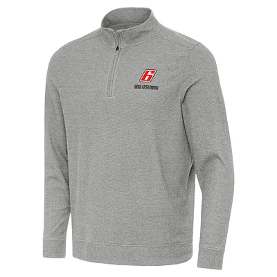 Men's Antigua Heather Gray Brad Keselowski Subtle Quarter-Zip Pullover Top