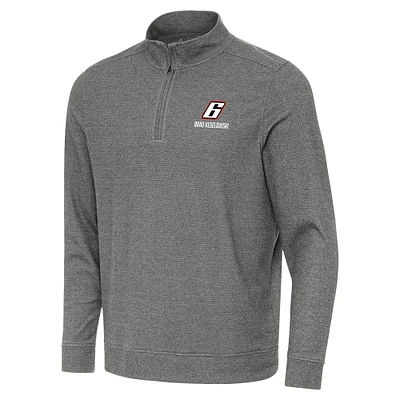 Men's Antigua Heather Black Brad Keselowski Subtle Quarter-Zip Pullover Top