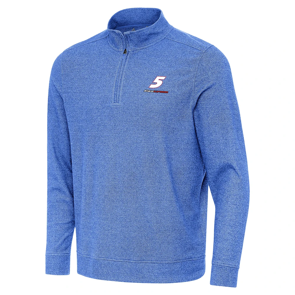 Men's Antigua Heather Royal Kyle Larson Subtle Quarter-Zip Pullover Top