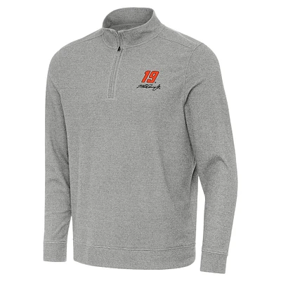 Men's Antigua Heather Martin Truex Jr Subtle Quarter-Zip Pullover Top