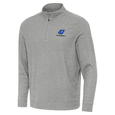 Men's Antigua Heather Gray Ricky Stenhouse Jr. Subtle Quarter-Zip Pullover Top