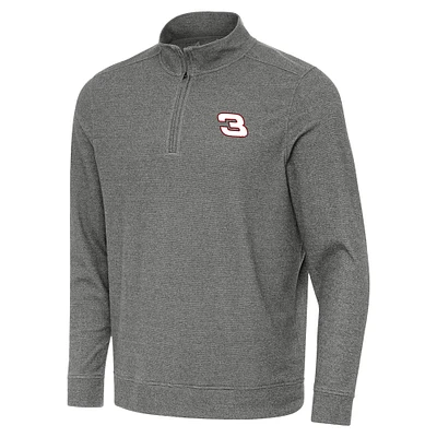 Men's Antigua Heather Black Richard Childress Racing Subtle Quarter-Zip Pullover Top