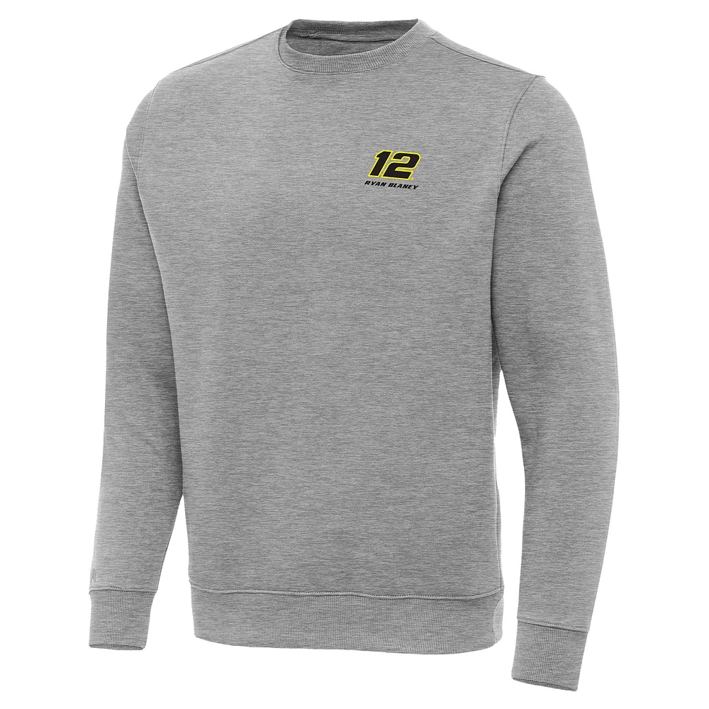 Men's Antigua Heather Gray Ryan Blaney Victory Pullover Sweatshirt