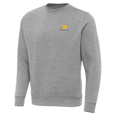 Men's Antigua Heather Gray Chase Elliott Victory Pullover Sweatshirt