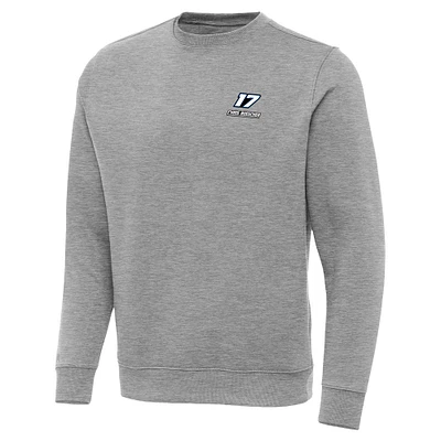 Men's Antigua Heather Gray Chris Buescher Victory Pullover Sweatshirt