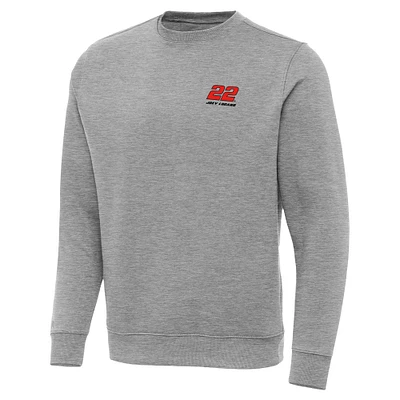 Men's Antigua Heather Gray Joey Logano Victory Pullover Sweatshirt