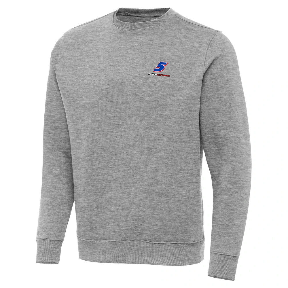 Men's Antigua Heather Gray Kyle Larson Victory Pullover Sweatshirt