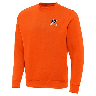 Men's Antigua Orange Martin Truex Jr Victory Pullover Sweatshirt