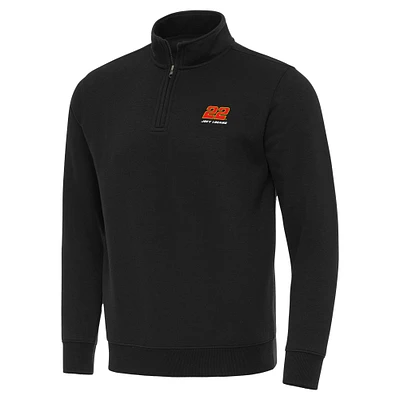Men's Antigua Black Joey Logano Victory Quarter-Zip Sweatshirt