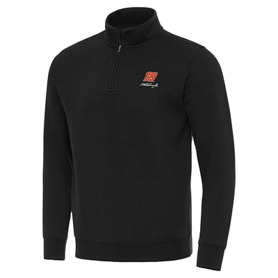 Men's Antigua Black Martin Truex Jr Victory Quarter-Zip Sweatshirt