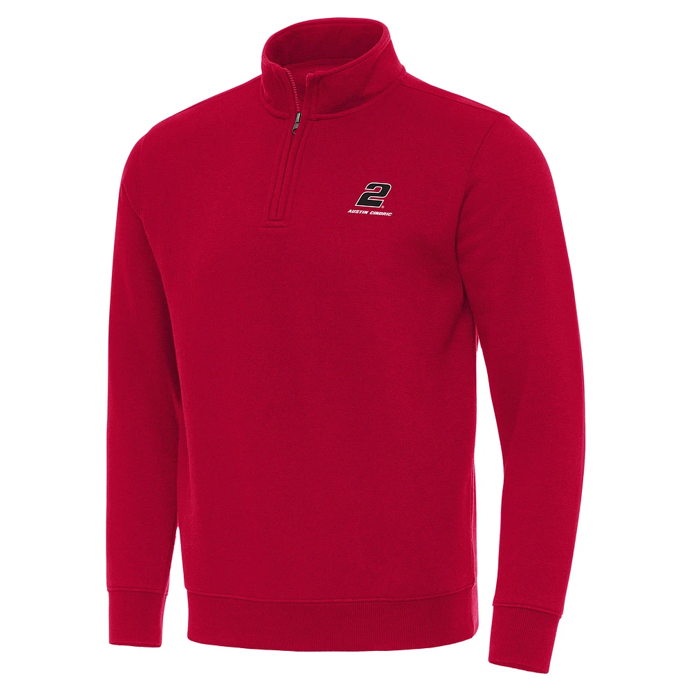 Men's Antigua Red Austin Cindric Victory Quarter-Zip Sweatshirt