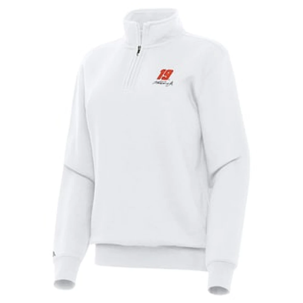 Women's Antigua White Martin Truex Jr Victory Quarter-Zip Sweatshirt