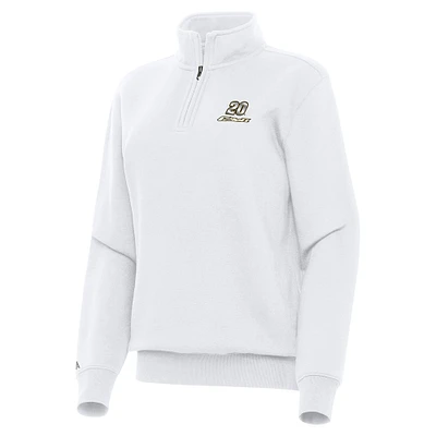Women's Antigua White Christopher Bell Victory Quarter-Zip Sweatshirt