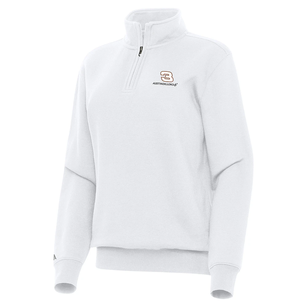 Women's Antigua White Austin Dillon Victory Quarter-Zip Sweatshirt