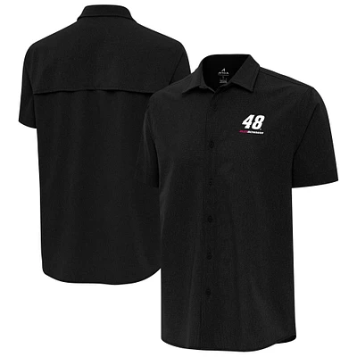 Men's Antigua Alex Bowman Activate Woven Short Sleeve Button-Up Shirt