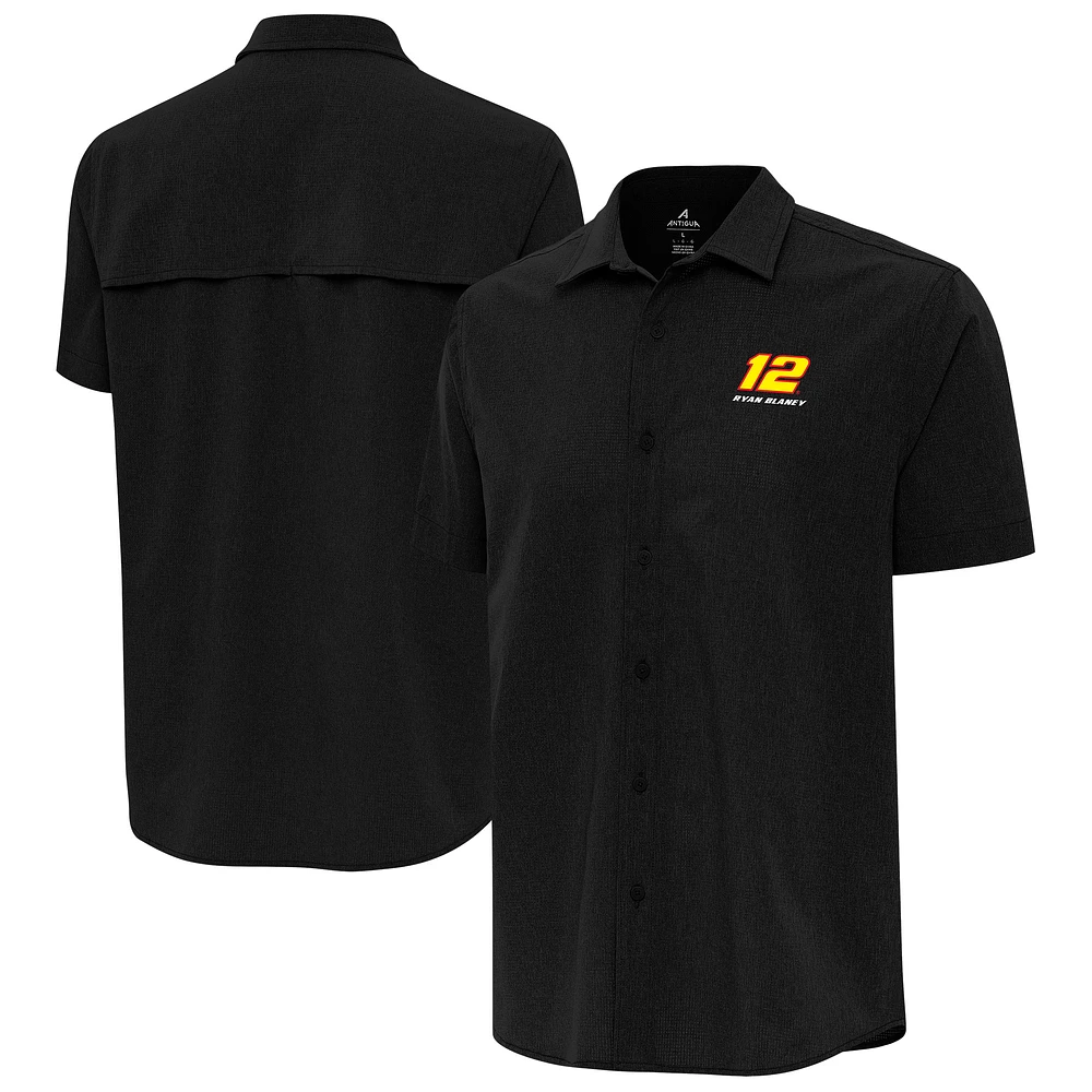 Men's Antigua Ryan Blaney Activate Woven Short Sleeve Button-Up Shirt