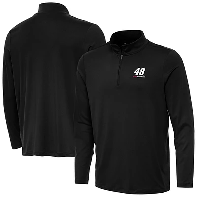 Men's Antigua Black Alex Bowman Reprocess Quarter-Zip Top