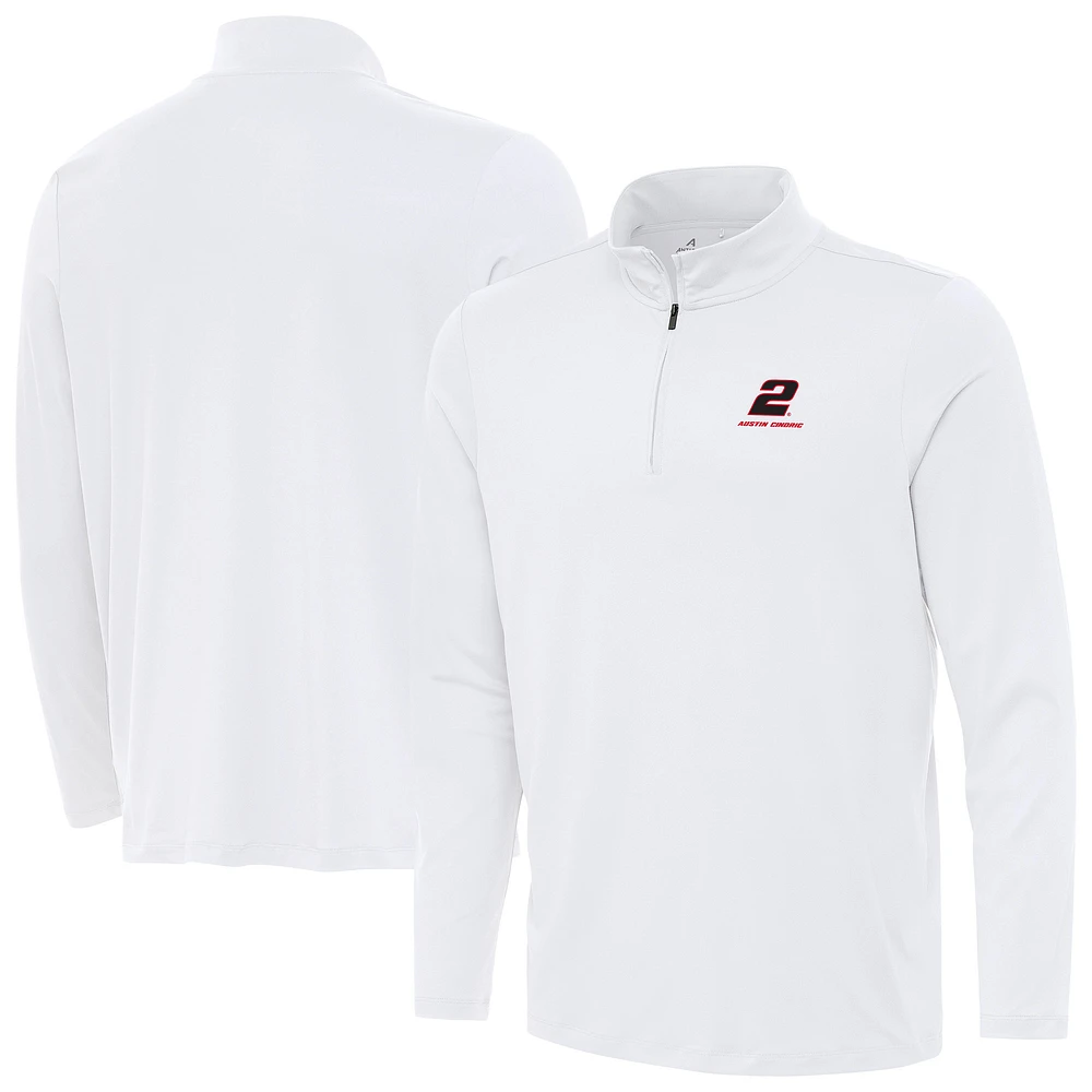 Men's Antigua White Austin Cindric Reprocess Quarter-Zip Top