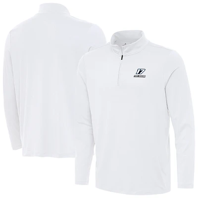 Men's Antigua White Chris Buescher Reprocess Quarter-Zip Top
