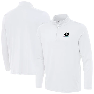 Men's Antigua White Alex Bowman Reprocess Quarter-Zip Top