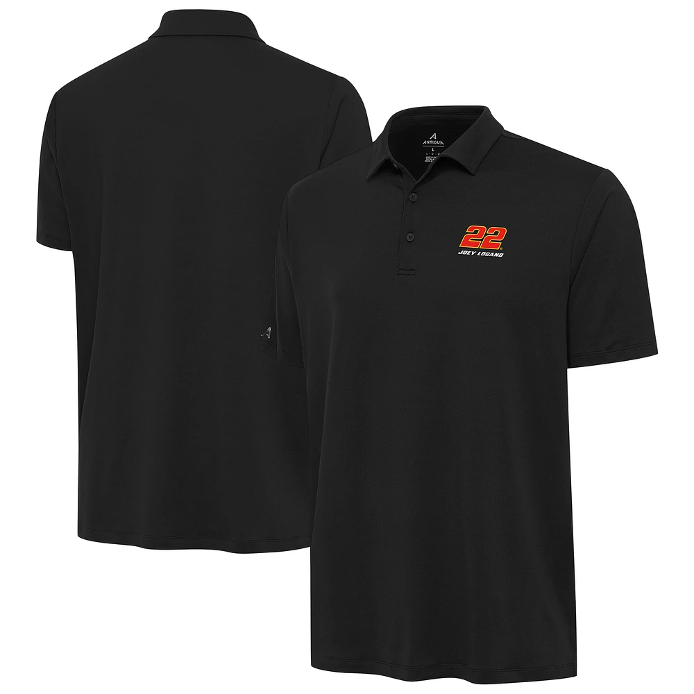 Men's Antigua Black Joey Logano Reprocess Polo