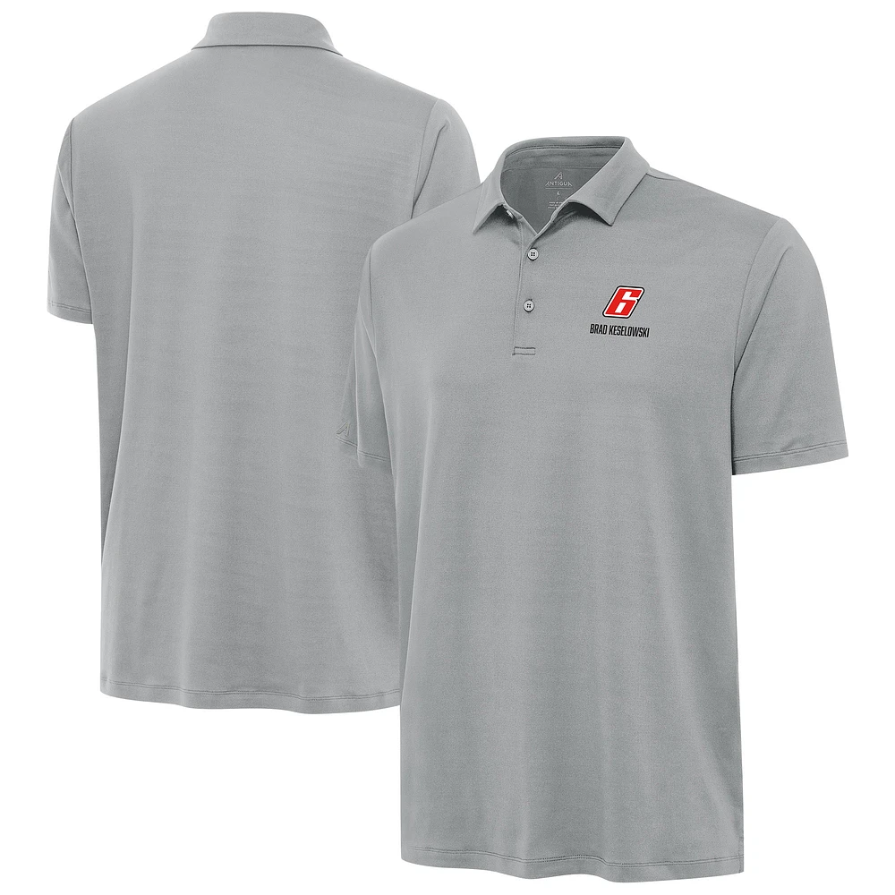 Men's Antigua Gray Brad Keselowski Reprocess Polo