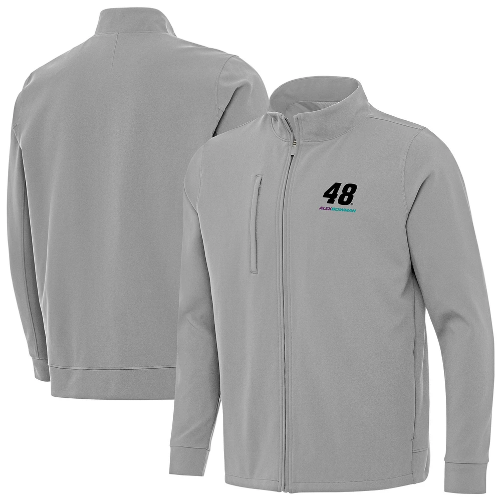 Men's Antigua Gray Alex Bowman Regard Full-Zip Jacket