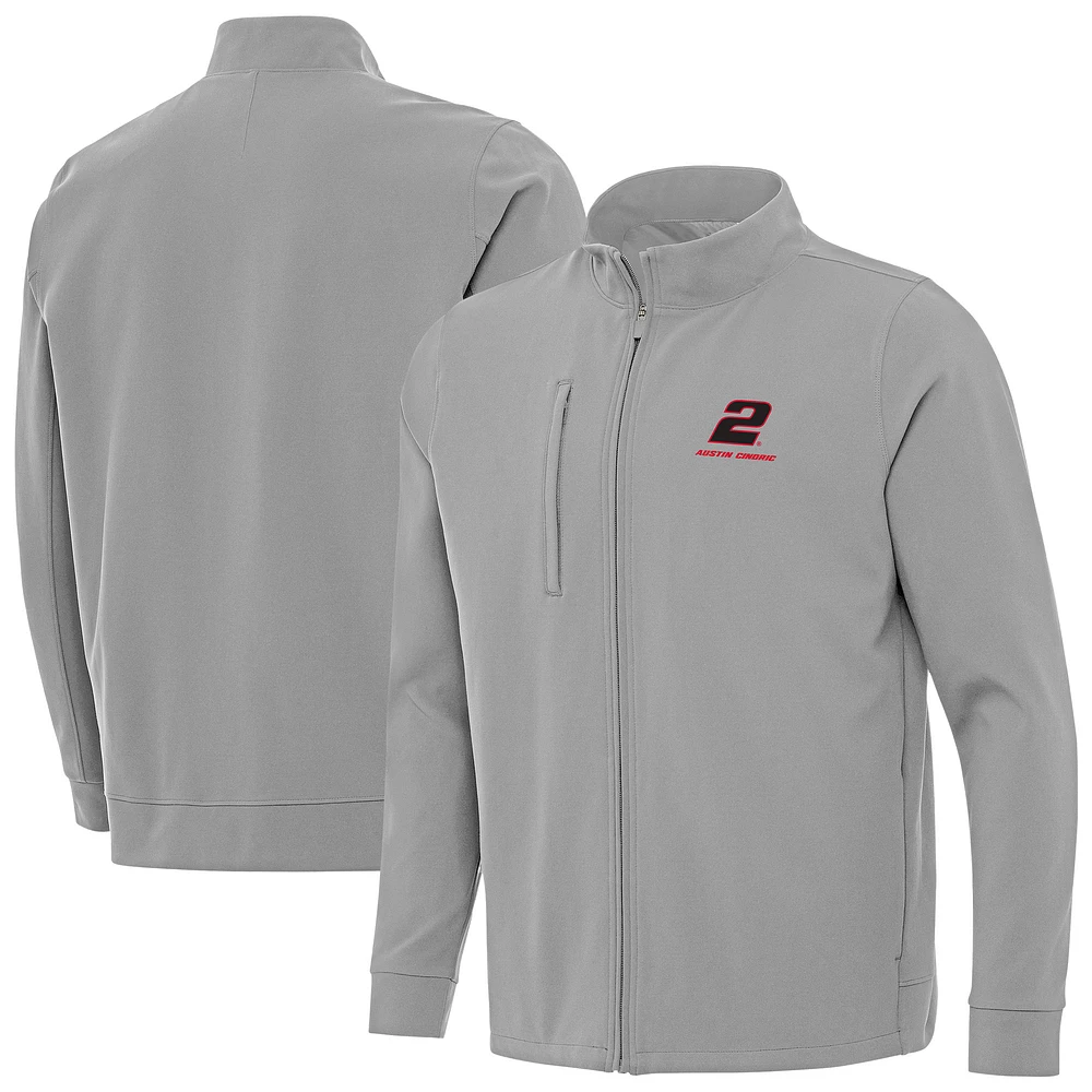 Men's Antigua Gray Austin Cindric Regard Full-Zip Jacket