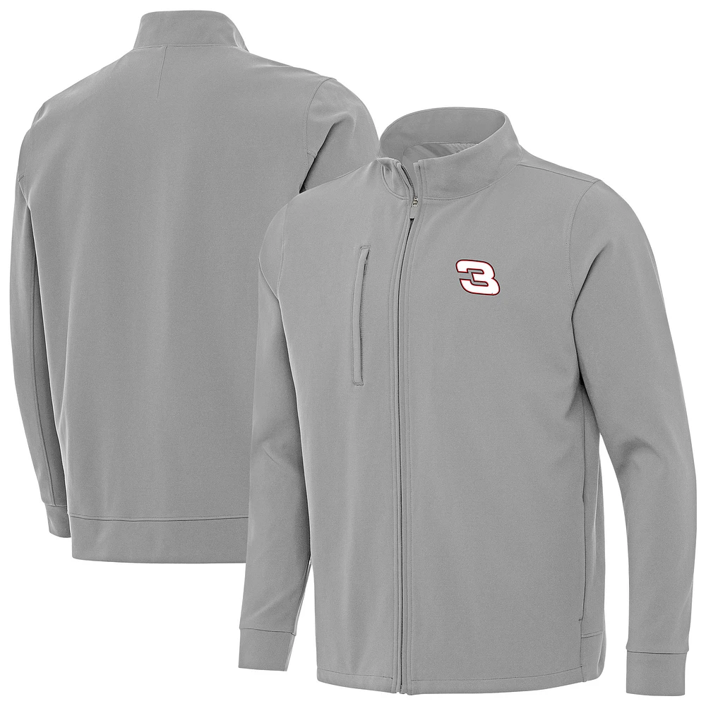 Men's Antigua Gray NASCAR Regard Full-Zip Jacket