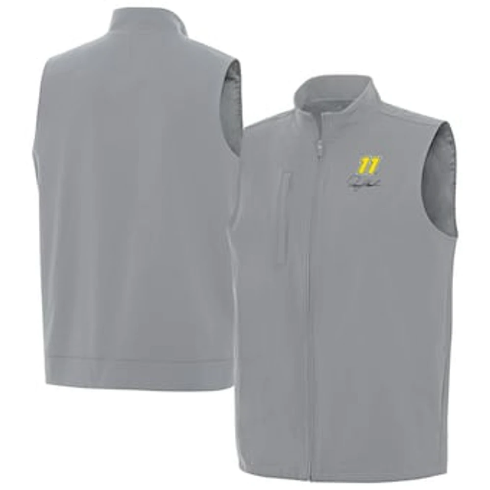 Men's Antigua Gray Denny Hamlin Regard Full-Zip Vest