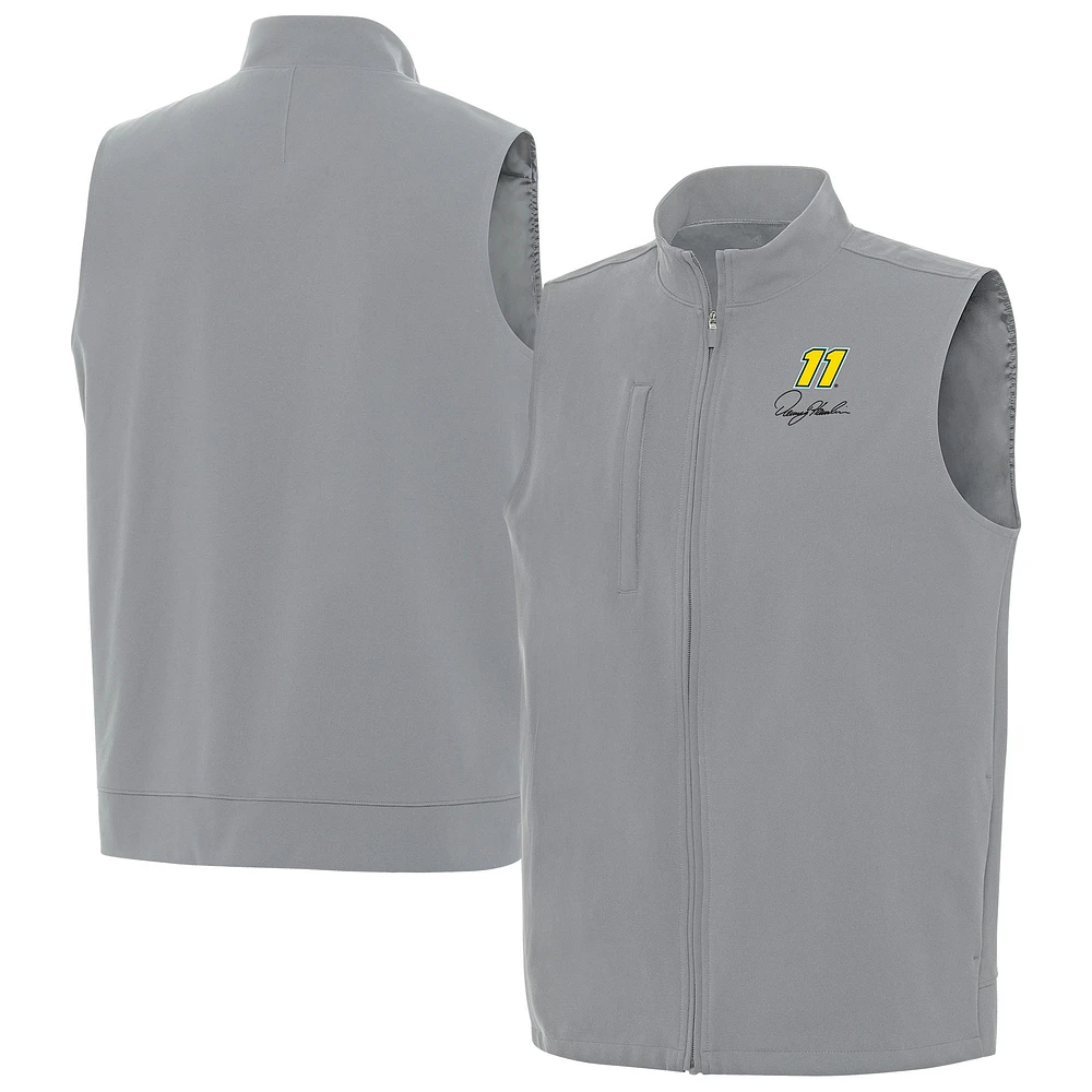 Men's Antigua Gray Denny Hamlin Regard Full-Zip Vest