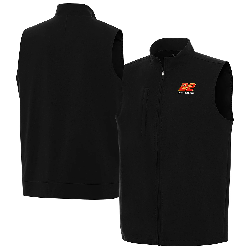 Men's Antigua Black Joey Logano Regard Full-Zip Vest