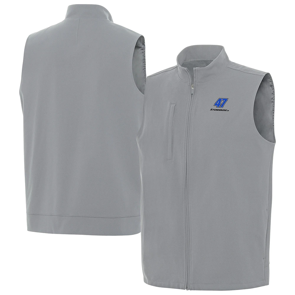 Men's Antigua Gray Ricky Stenhouse Jr. Regard Full-Zip Vest