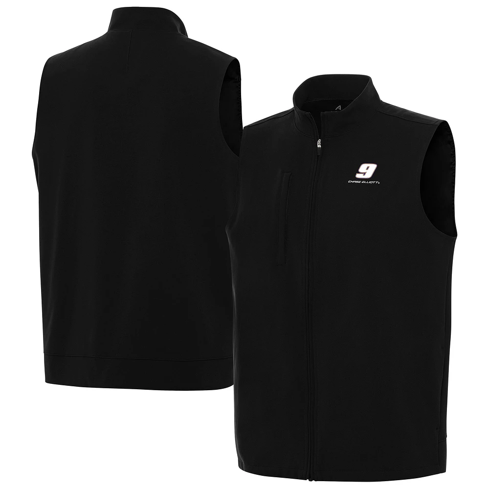 Men's Antigua Black Chase Elliott Regard Full-Zip Vest