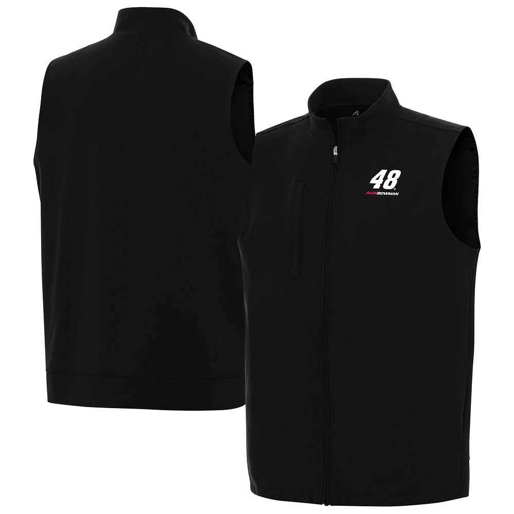 Men's Antigua Black Alex Bowman Regard Full-Zip Vest