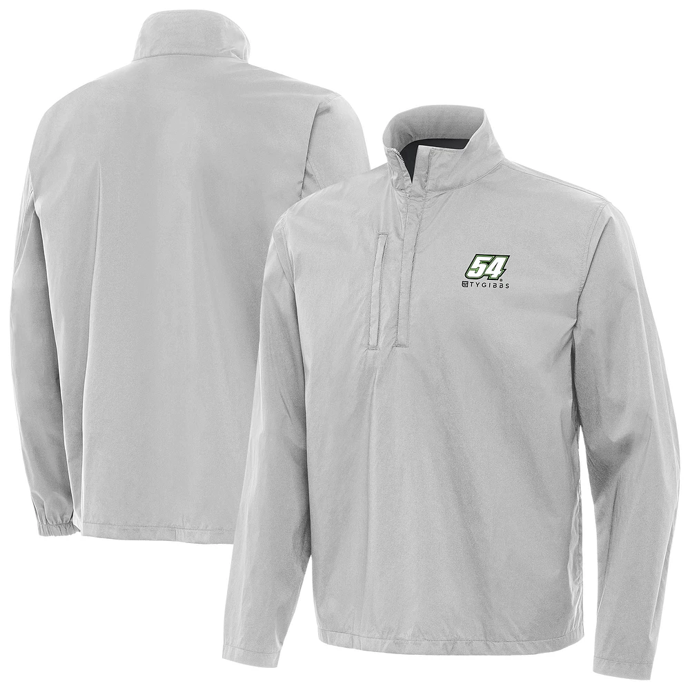 Men's Antigua Heather Gray Ty Gibbs Brisk Quarter-Zip Pullover Jacket
