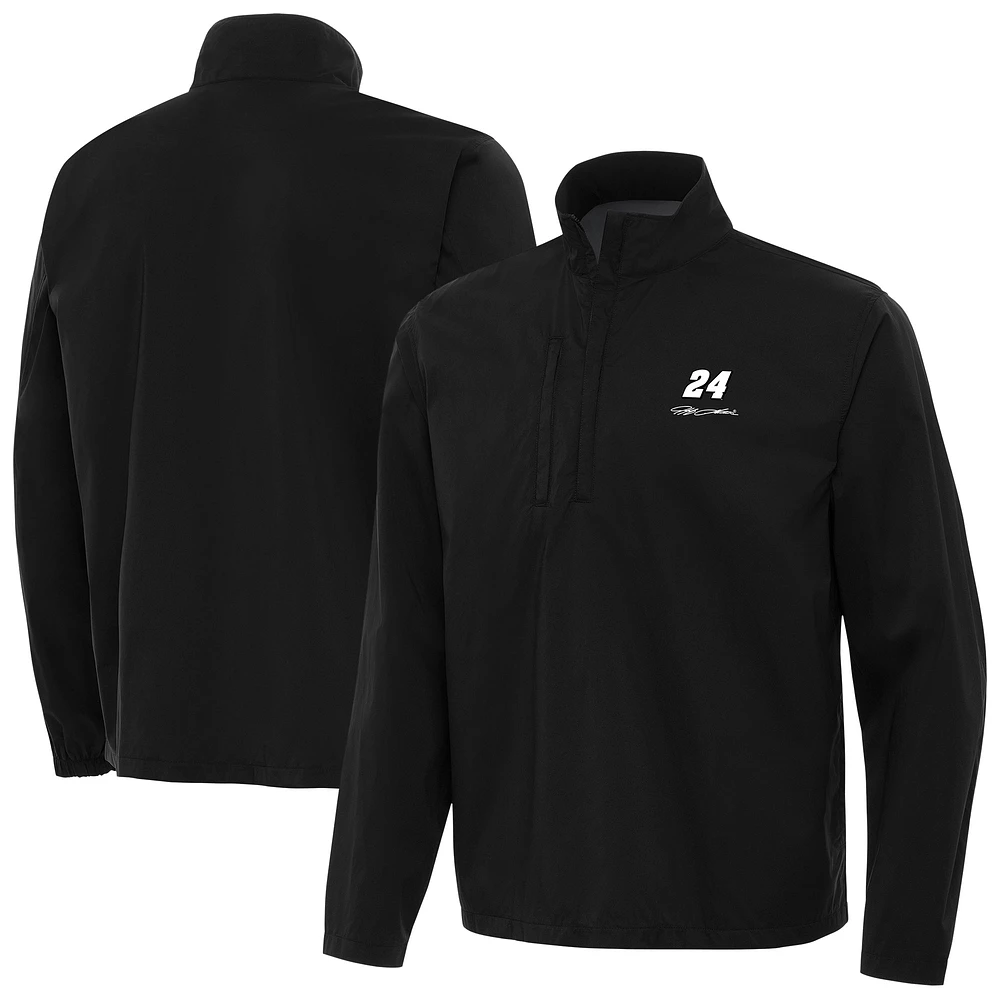 Men's Antigua Black Jeff Gordon Brisk Quarter-Zip Pullover Jacket