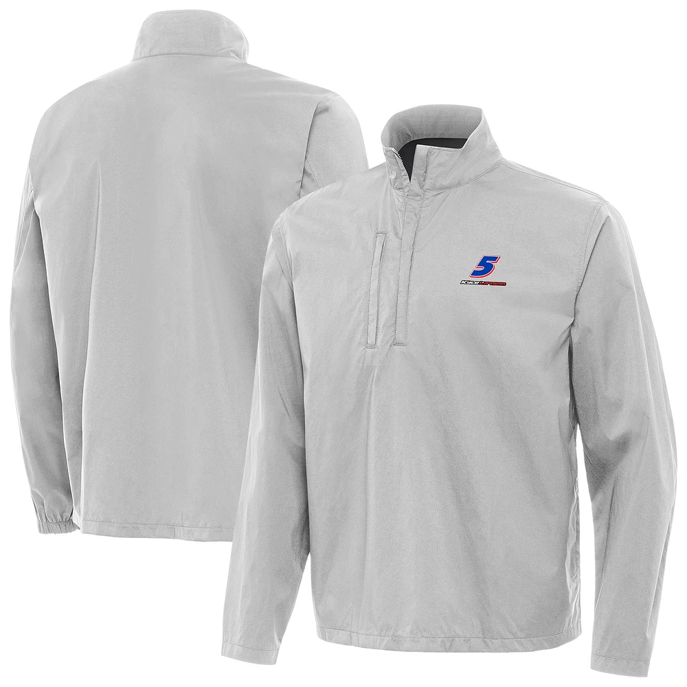 Men's Antigua Heather Gray Kyle Larson Brisk Quarter-Zip Pullover Jacket