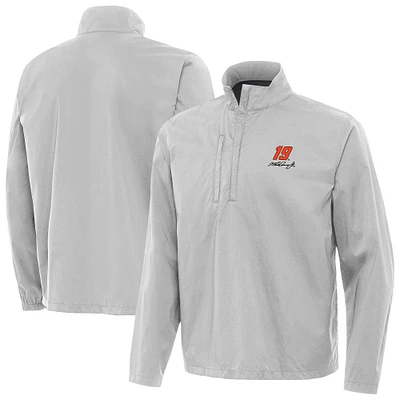 Men's Antigua Heather Gray Martin Truex Jr Brisk Quarter-Zip Pullover Jacket