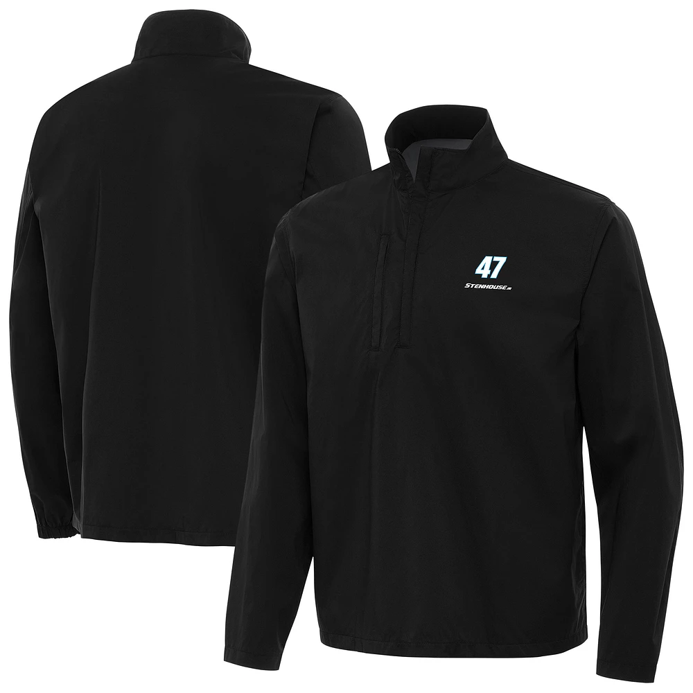 Men's Antigua Black Ricky Stenhouse Jr. Brisk Quarter-Zip Pullover Jacket